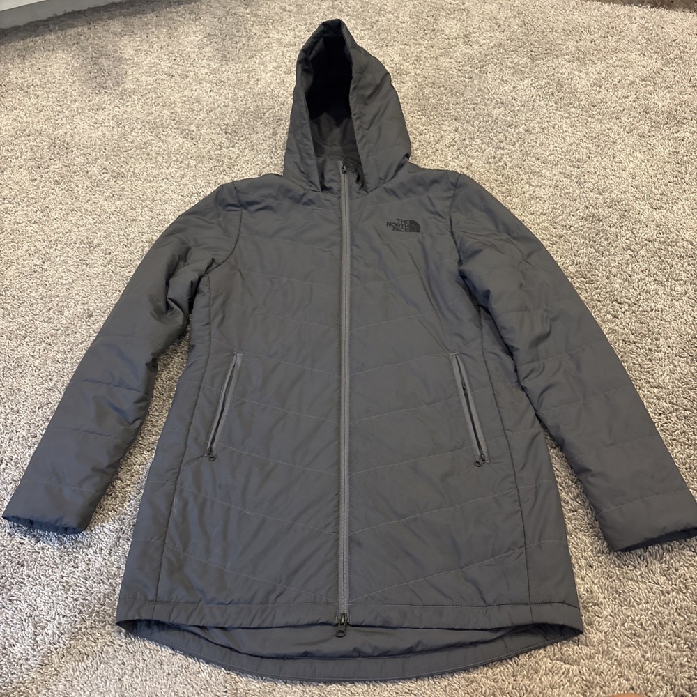 The North Face Tamburello Womens Medium Grey Hooded Zip Insulated Parka Jacket